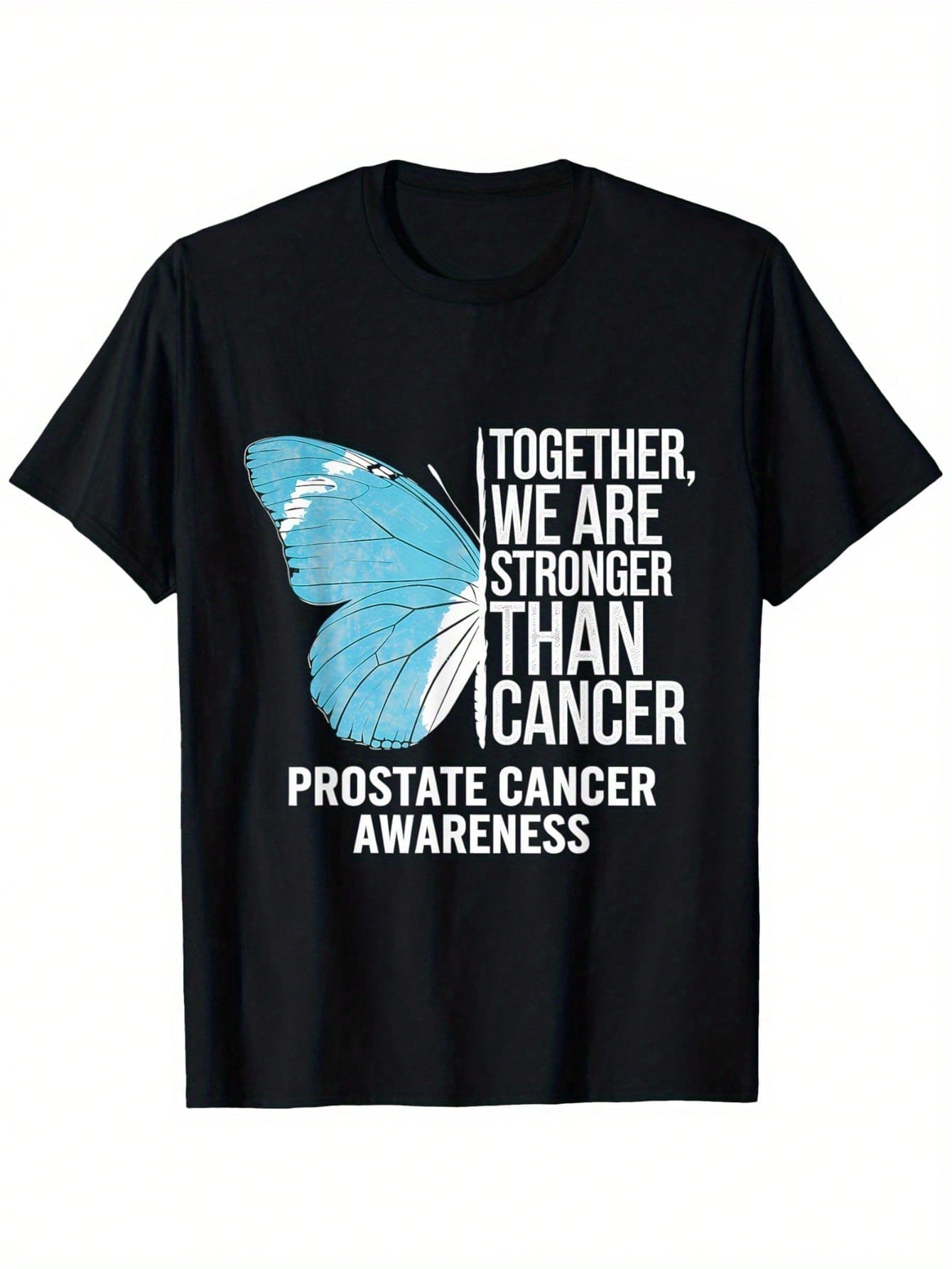 s Prostate Cancer Awareness T-Shirt - Heavyweight 180gsm Cotton Motivational Cancer Survivor Shirt With Blue Butterfly Symbol, Loose Fit Casual Tee Fo S разноцветный