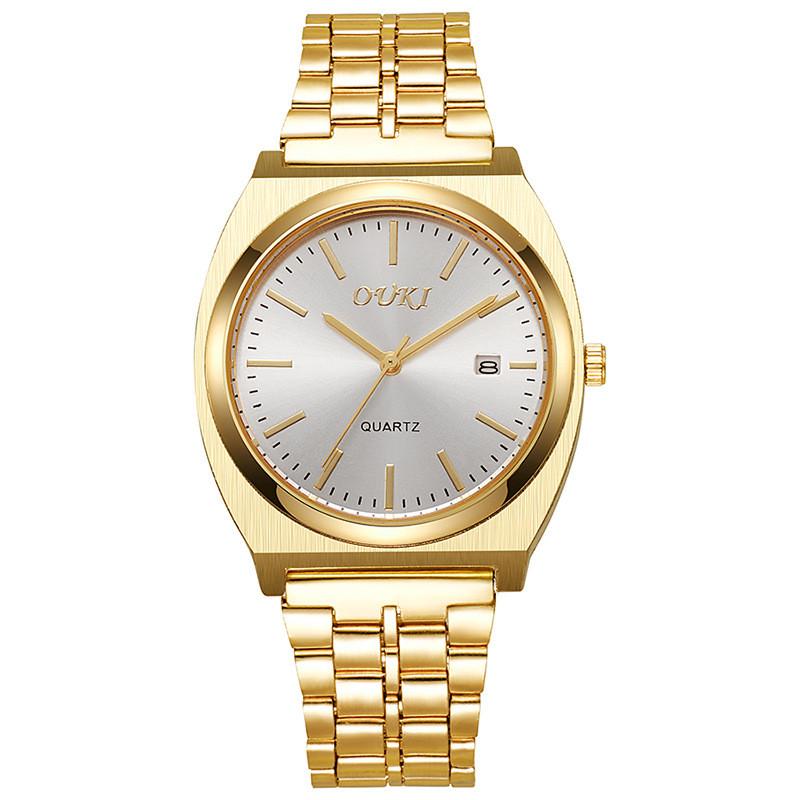 Ouki Mens Stainless Steel Watch With Quartz Movement And Calendar For Business Casual Wear