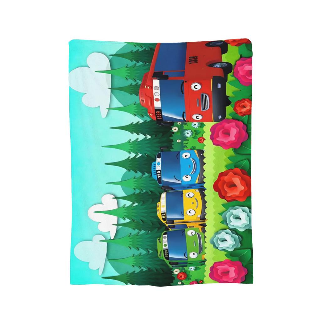 Coperta Go Buster Cartoons Tayos Little Bus Coperta in Flanella Coperta da Viaggio in Aereo Stampata Ultra Morbida Calda Copriletto