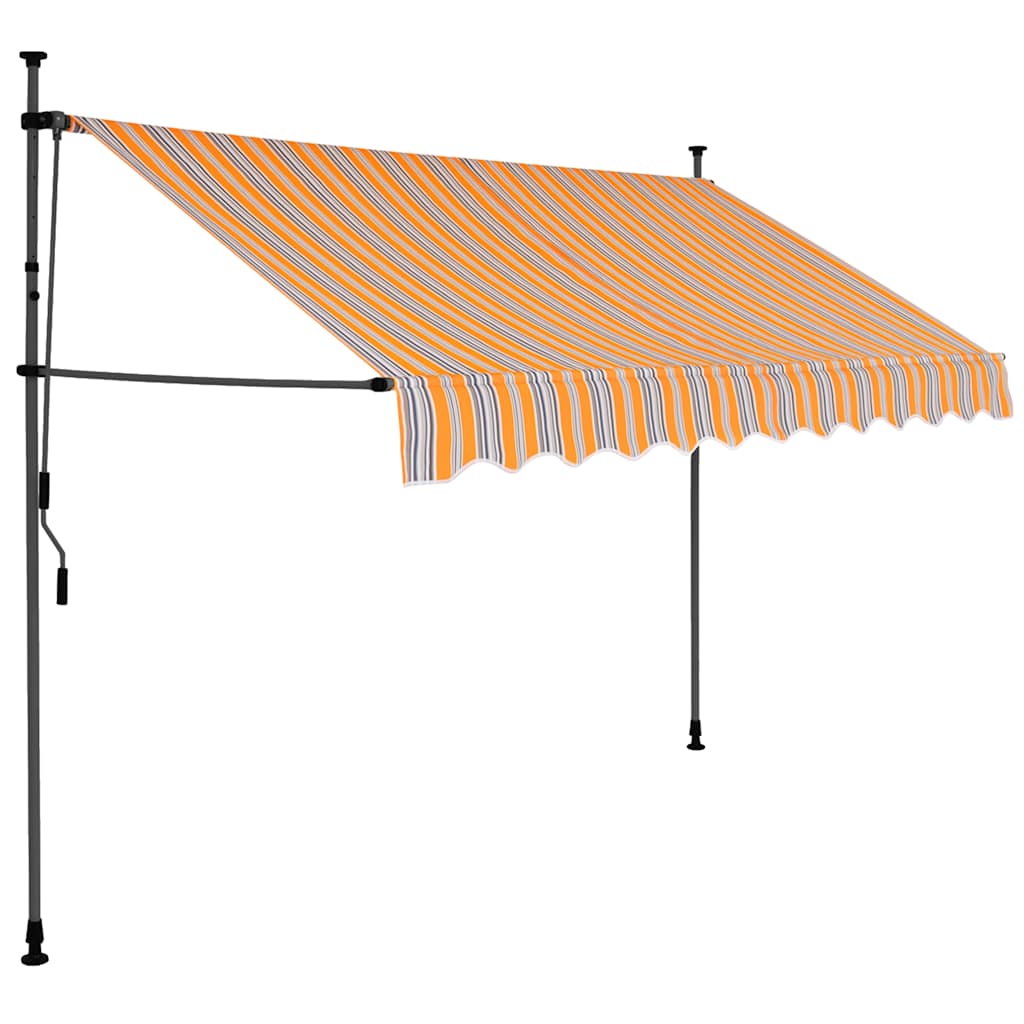 Vidaxl Ręcznie Zwijana Markiza Z Led, 300 Cm, Żółto-Niebieska