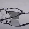 Photochrome Myopiebrille für Herren, Vintage, Business, Halbrahmen, Minussichtbrille, männlich, Outdoor, Farbwechsel-Sonnenbrille, 0 bis 4,0