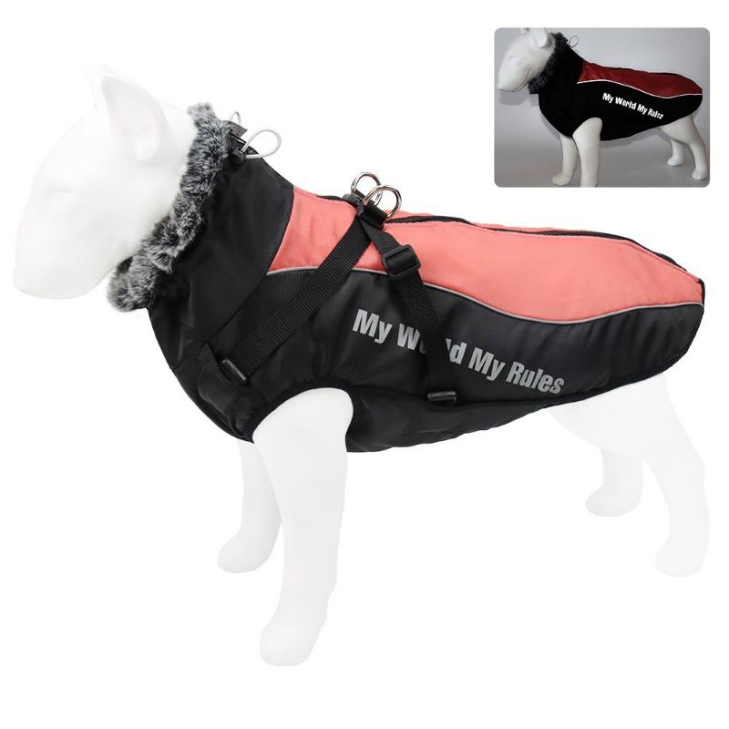 Autumn and Winter Pet Clothes Outdoor Large Dog Cotton Coat Pet Thickened Plus Velvet Warm Reflective Medium and Large Dog Pet Clothing