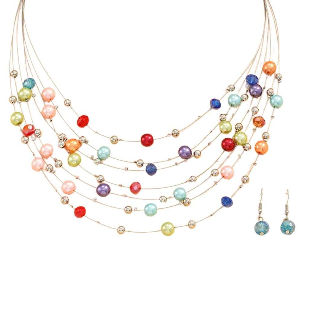 Vibrant Beaded Fashion Jewelry Set Exquisite Beadwork Jewelry Set for Women Necklace and Earrings for Celebrations