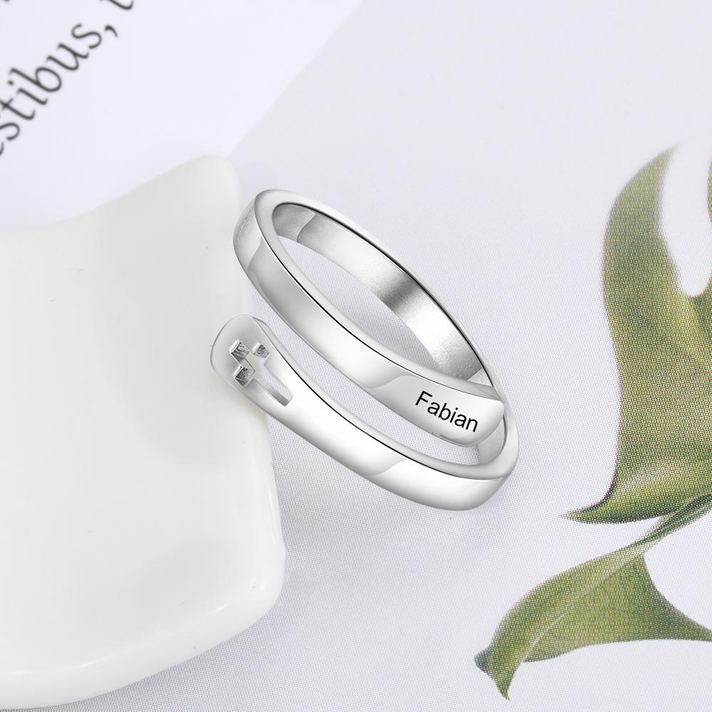 Personalized Engrave Name Wrap For Women Rings With Cross Stainless Steel Adjustable Rings Modish Stylish Jewelry (Ri104061 )Fashion Rings
