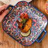 Square Dinner Plate Colorful Salad Dish Household Fruit Plate  Microwave