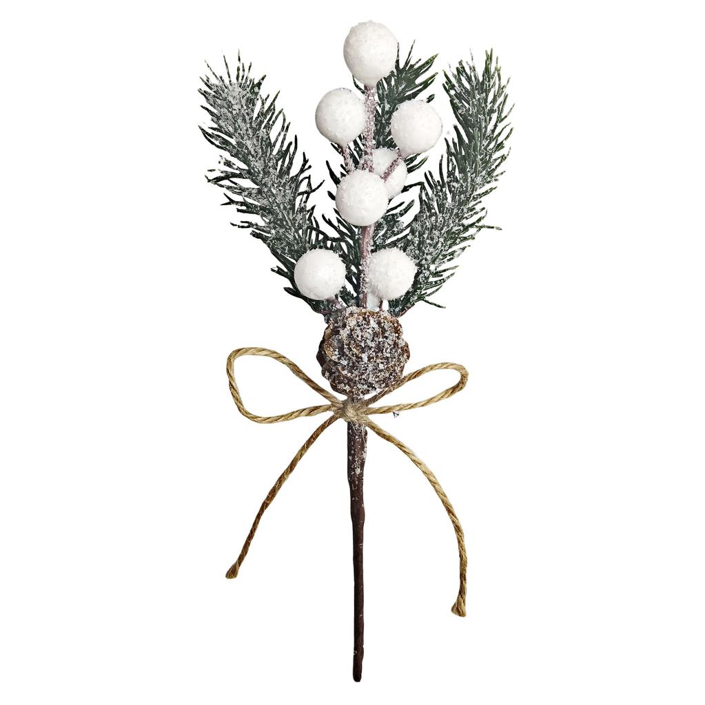 5pcs Christmas Accessories Red Berry Bouquet Christmas Decoration Snowflake Hemp Rope Pine Pinecone Berry Branches
