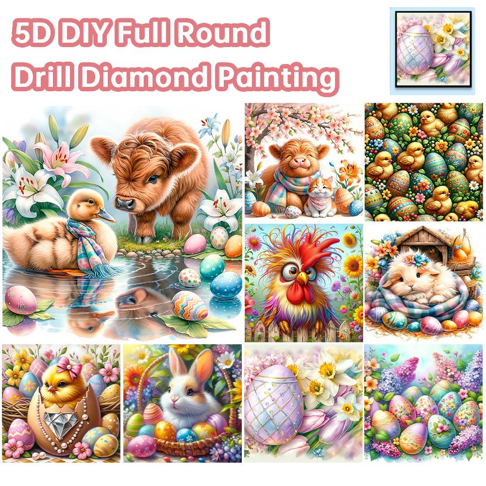 2PC 5D DIY Full Round Drill Diamond Painting 2025 Easter Kit 30x30cm Household Decor Art HandCraft Deco for Bedroom Living Room