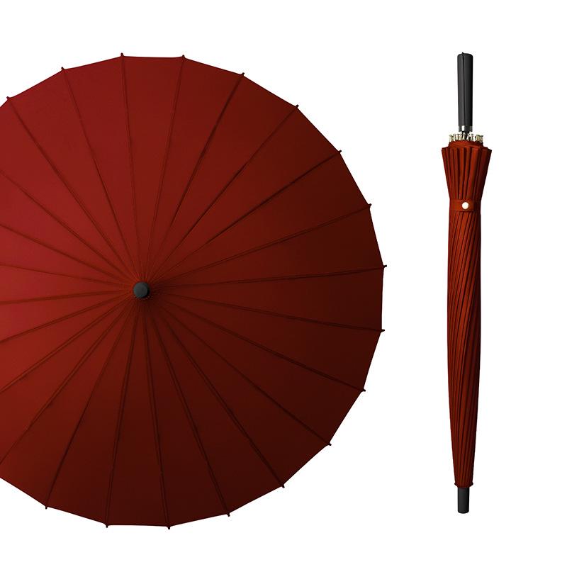 24-Speichen Farbwechselnder Langgriff-Regenschirm für Damen, Extra-Groß, Winddicht, Gebogener Griff, Herren-Stockgriff, Logodesign