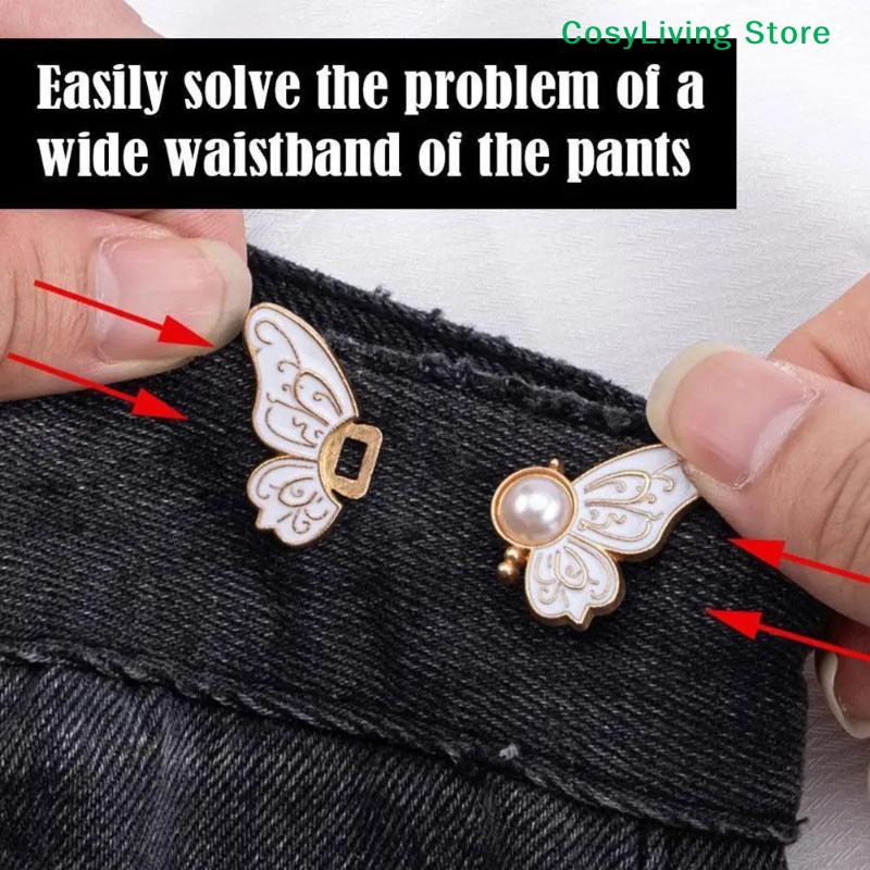 1Pc Butterfly Waist Button Jean Button Pin Reusable Clothing Fitting Tools For No Sewing Required Buttons Pants Decoration