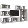 Vidaxl 6-Cz. TV Cabinet Set, Concrete Grey, Wood-Based Material