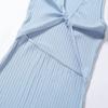 Summer Spaghetti Strap Knitted Dress Women Backless Slim Hip Ladies Solid Color Sling Long Party Dress