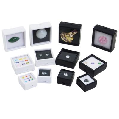 Caixa de exibição de pedras preciosas quadradas de 3/4/5 cm, tampa de vidro transparente, caixa de embalagem de diamante, esponja de memória, suporte de contas de pedras preciosas