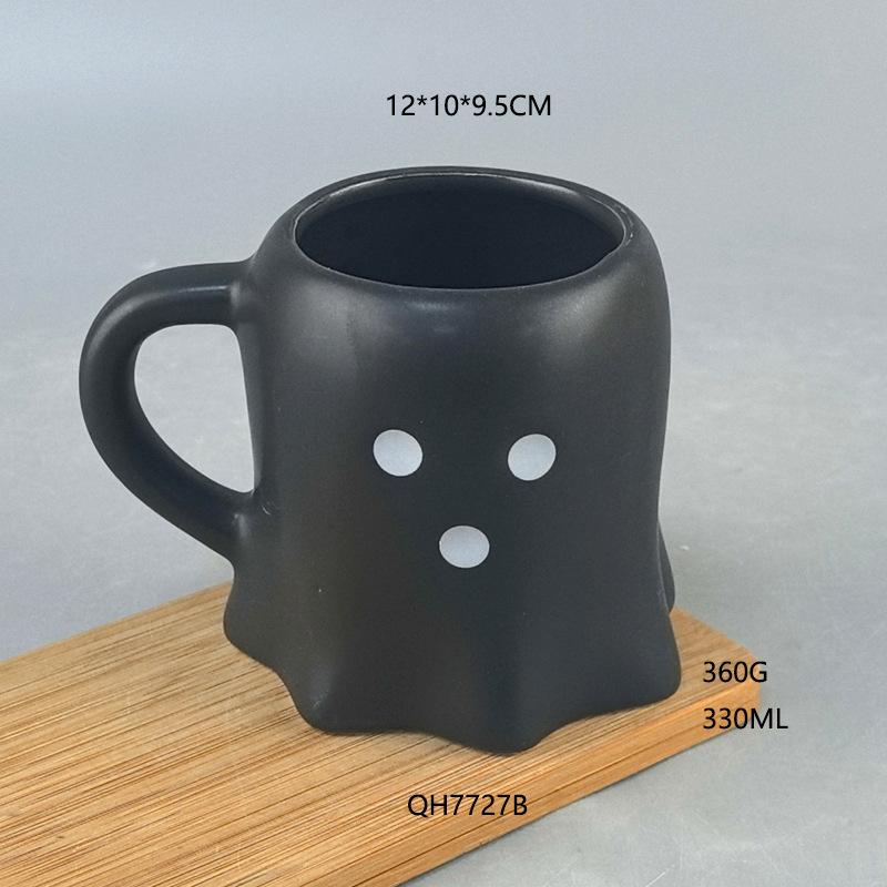 Creative Cute Ghost Ceramic Mug Hand Painted Halloween Party Scene Decoration Funny Water Mug 301-400ml