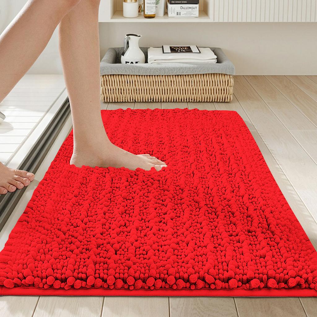 Chenille Bathroom Rug, Extra Soft, Thick, Absorbent, Long-pile, Non-, Machine Washable And Dryable, Suitable For Bathrooms.