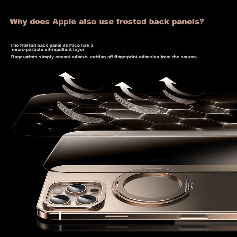 Alloy Frame | Magnetic Rotating StandIPhone 16 Pro Max Case, IPhone MagSafe Compatible, Ultra-Thin Metal Shockproof Frosted - Titanium