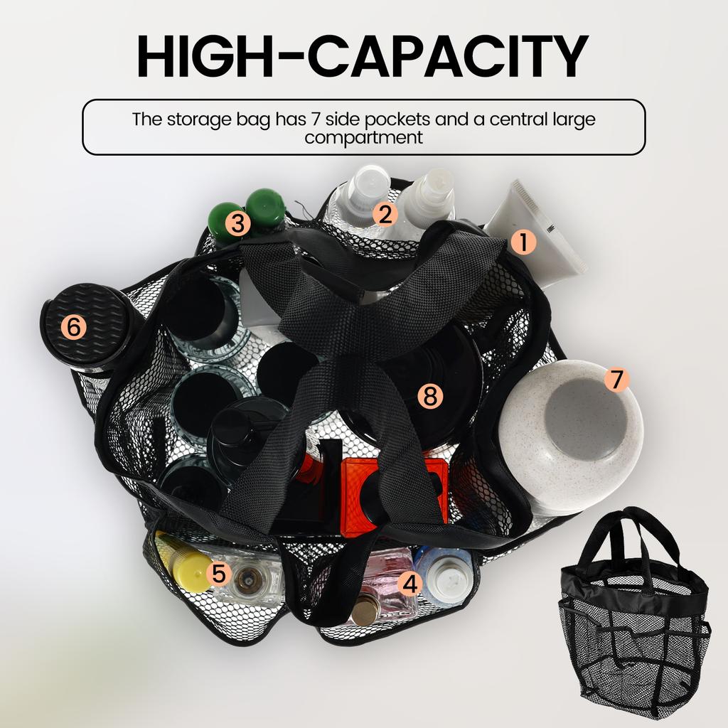 Mesh Shower Caddy Portable Tote Beach Bag Quick Dry Travel Storage Wash Bag for Bathroom Outdoor Camping Toiletry Organization
