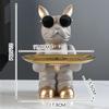 Dog Sculpture Figurine with Tray Desk Organizer Resin Statue for Living Room Table Decoration