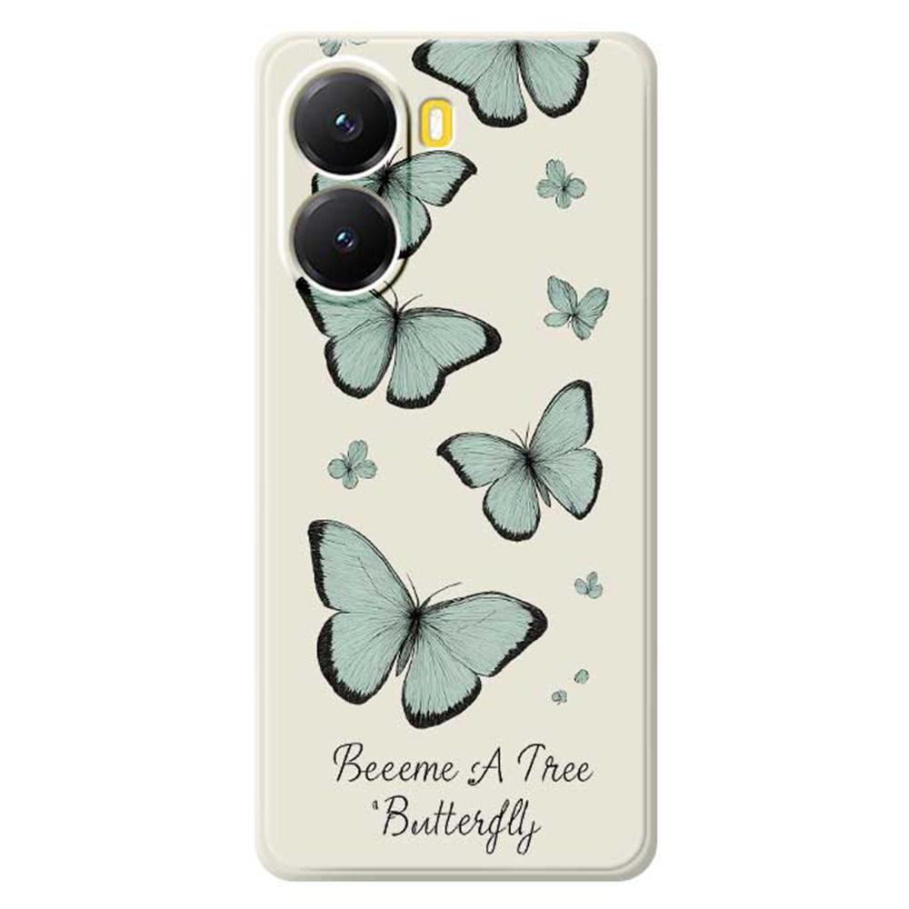 For Xiaomi Redmi Turbo 4 5G/Poco X7 Pro 5G Case Green Butterfly Pattern Printing Straight Edge TPU Phone Back Cover