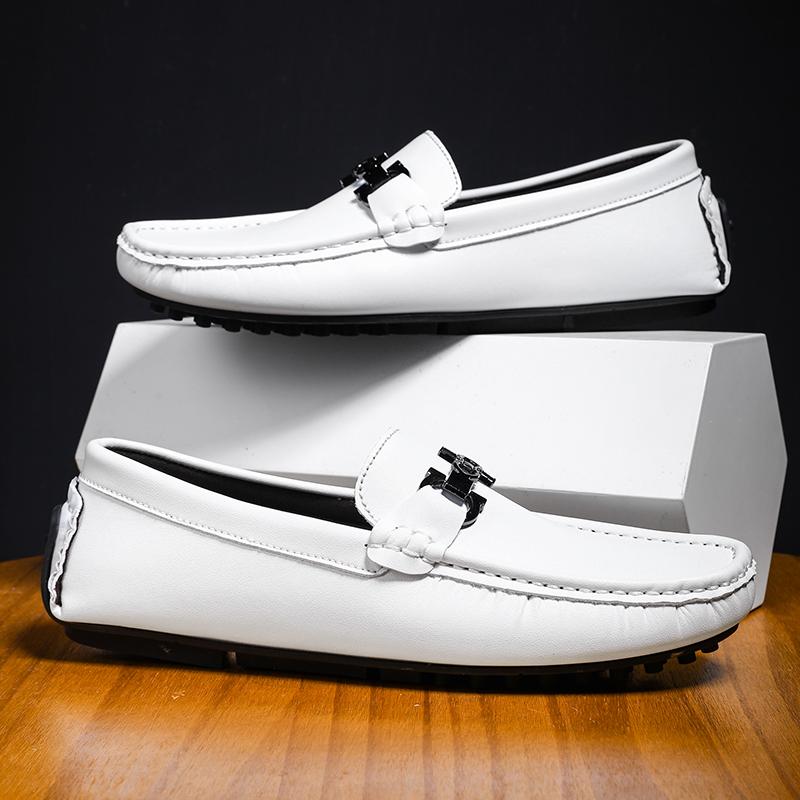 Fashion Italian Mens Shoes Casual Brand Summer Men Loafers Split Leather Moccasins Comfy Penny Shoes Classic Slip On Boat Shoes