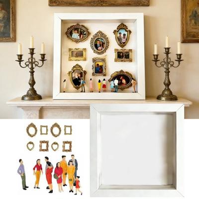 DIY Mini Museum Silhouette Box Shadow Box DIY Family Photo Display Case Kit with Mini Frames And Figurines for Memory Keepsake Anniversary Home Decor