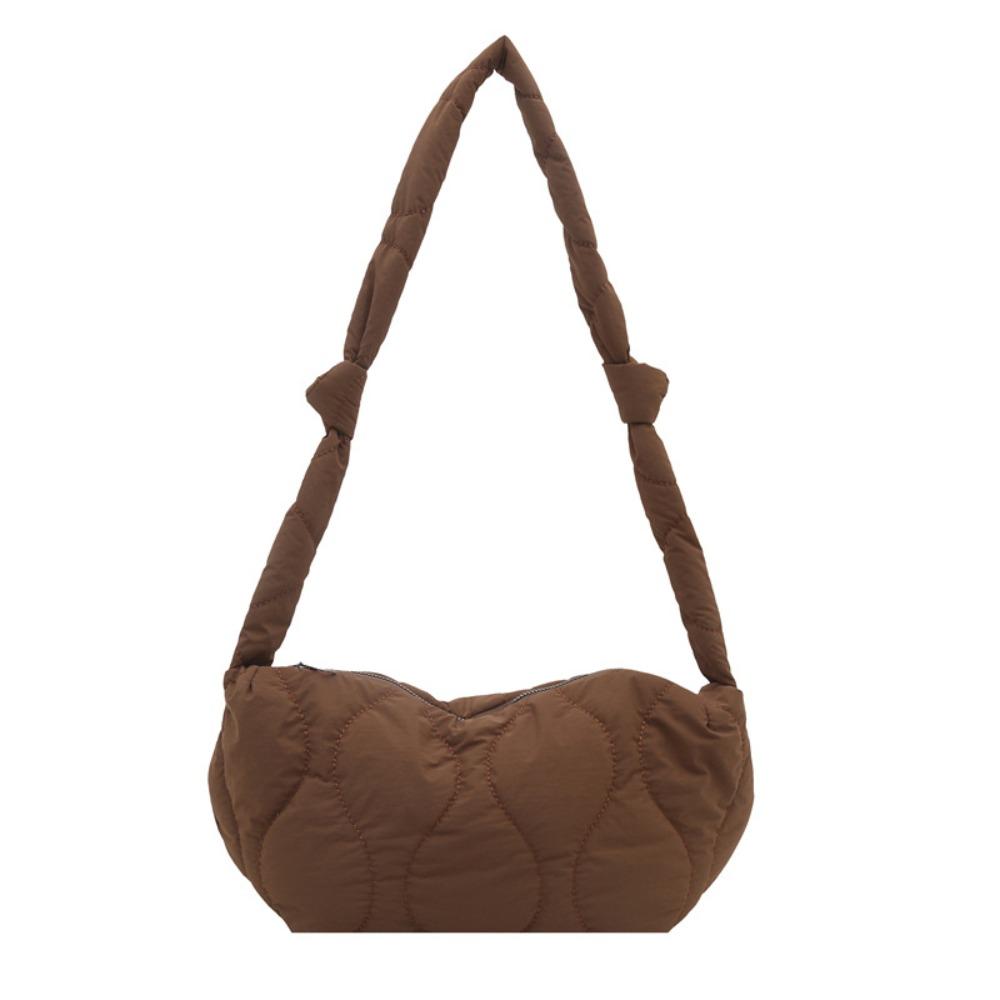 Quilted Puff Bag Padded Nylon Shoulder Bag Casual Nylon Crossbody Bag  Female