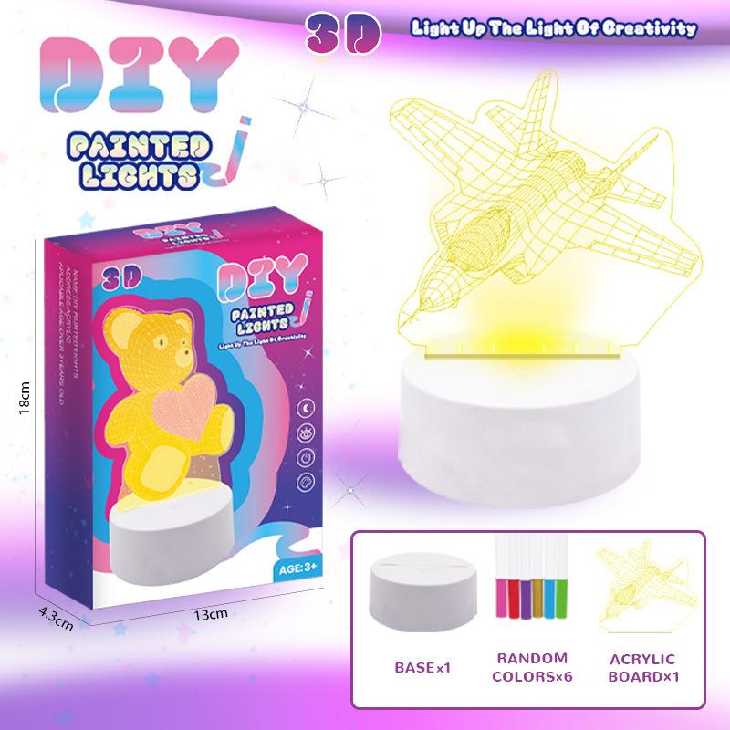 

3D расписной ночник креативный сделай сам граффити ручной работы светящийся трехцветный светильник импортная торговля праздничные игрушки подарки 20.65 земляничный