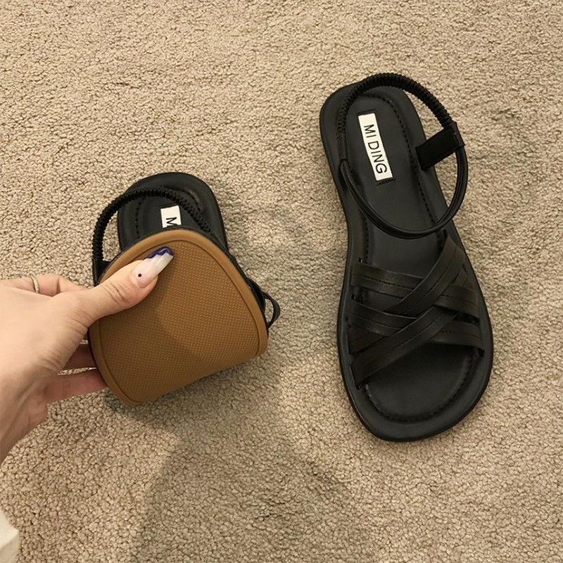 

Fashion Sandales classiques à bride affleurante pour femmes, été décontracté plat, style complexe, Rome, en soldes 40 чёрный