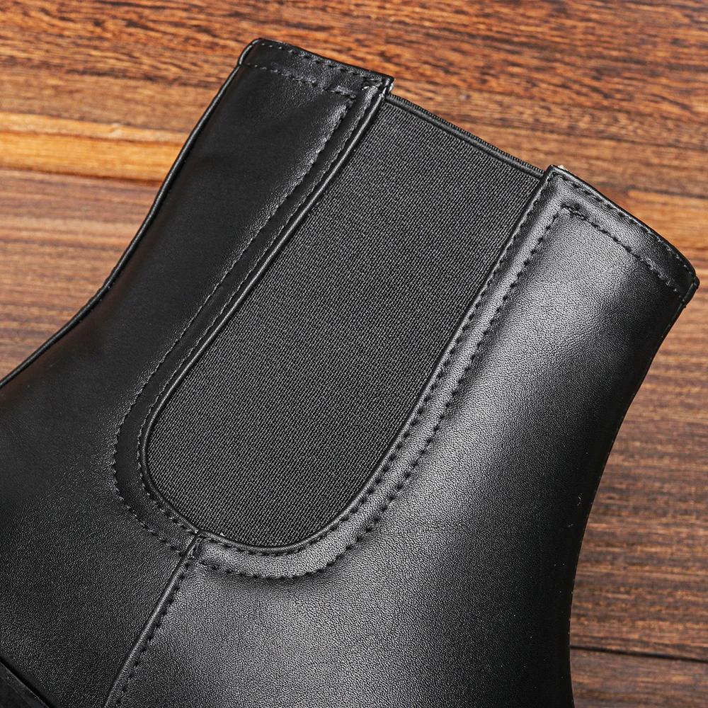 Size 40~46 Men Heightened Shoes Fashion Men high-heeled Boots Leather Chelsea Ankle Boots