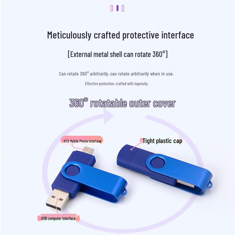 OLOEY High-Speed 128GB Rotary Metal Micro USB Flash Drive