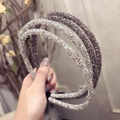Fascia per capelli da donna alla moda con strass, con diamanti pieni super scintillanti, doppio cristallo laterale, fascia per capelli, accessori per capelli