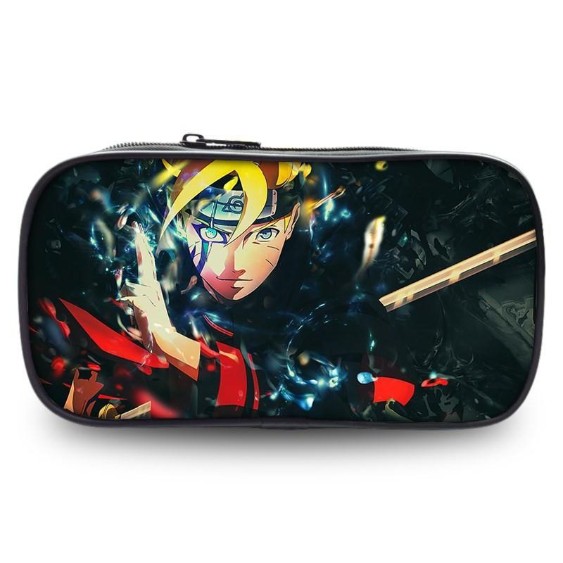 Naruto Boruto Anime Pencil Case Large Capacity Nylon Stationery Organizer For Teens And Students