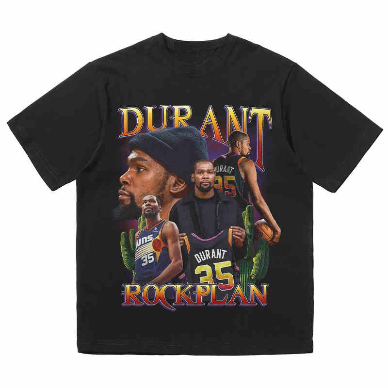 2024 Rock Project SUNS Star Durant American Print Fashion Brand Vintage Short-sleeved Street T-shirts for Men and Women