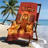 Custom Name Personalized Garfield Print Beach Towel, for Trip Camping Beach Party Home Decor, Birthday Gift for Family & Friends