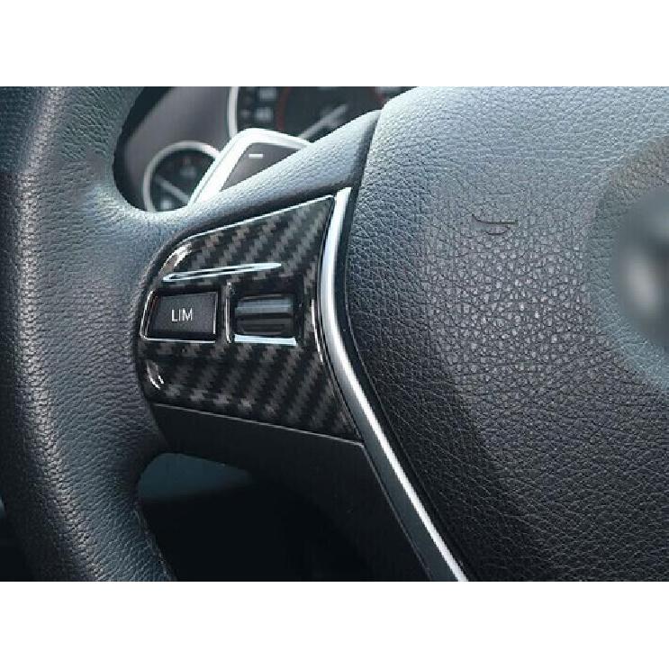 For BMW F20 F21 F22 F23 Carbon Fiber Style Steering Wheel Switch Cover Trim 2PCS
