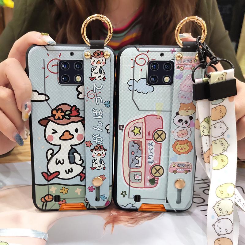 Shockproof Soft case Phone Case For Oukitel WP6 Kickstand Wristband Dirt-resistant Lanyard Silicone Ring Cute Cartoon