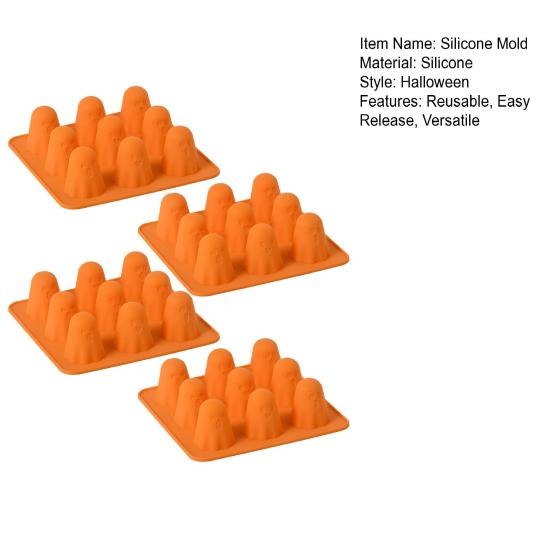 Ghost Silicone Mold Set 3D Halloween Chocolate Mold Ice Cube Tray Heat Resistant Dessert Mold for Jelly Gummy Candy Pudding