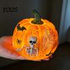 Festive Party Atmosphere Lights Halloween Light Up Pumpkin Decor, Resin LED Glowing Lantern Figurine, Spooky Led Skull Night Tabletop for Indoor
