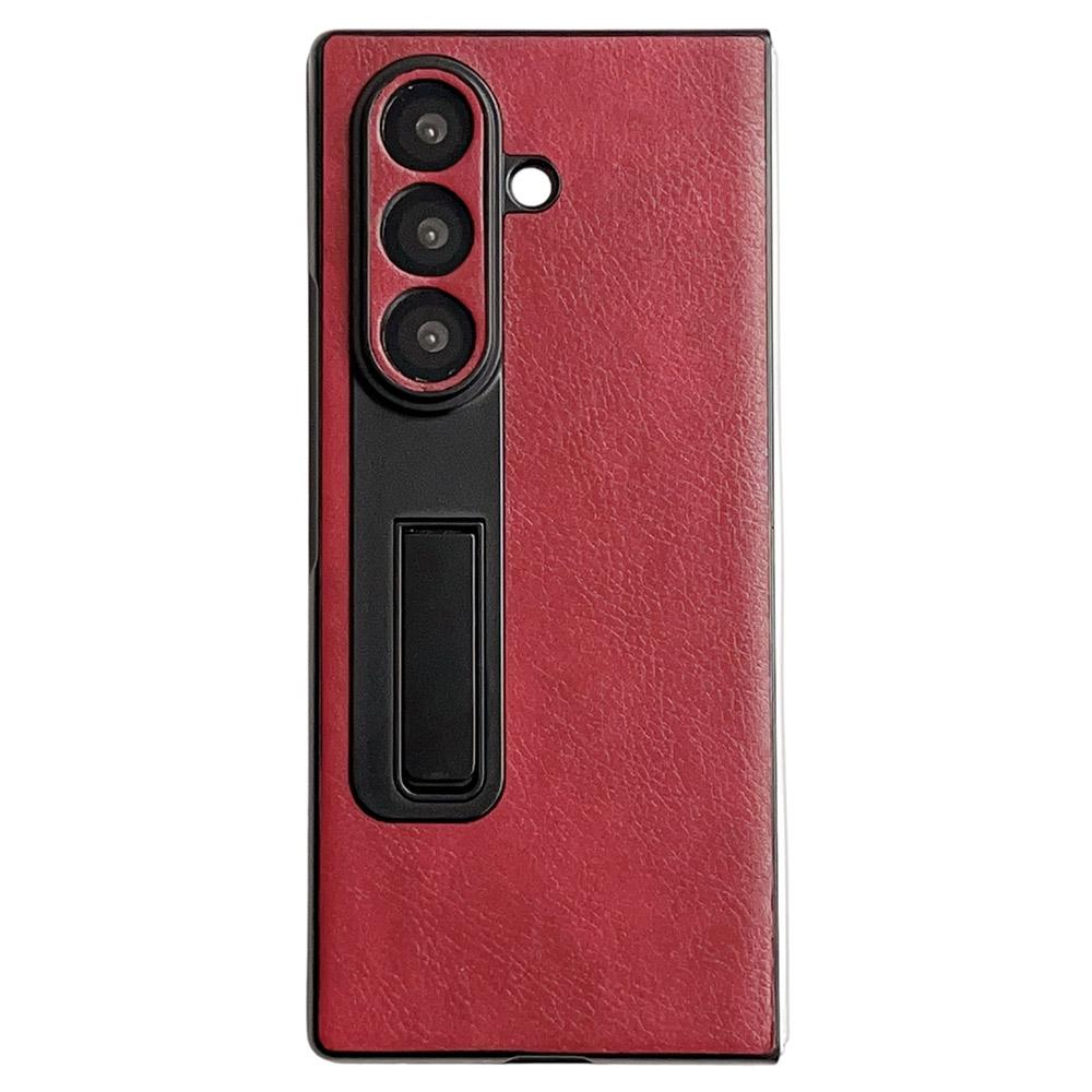 For Samsung Galaxy Z Fold7 5G Case Kickstand Crazy Horse Texture PU Leather + PC Phone Cover