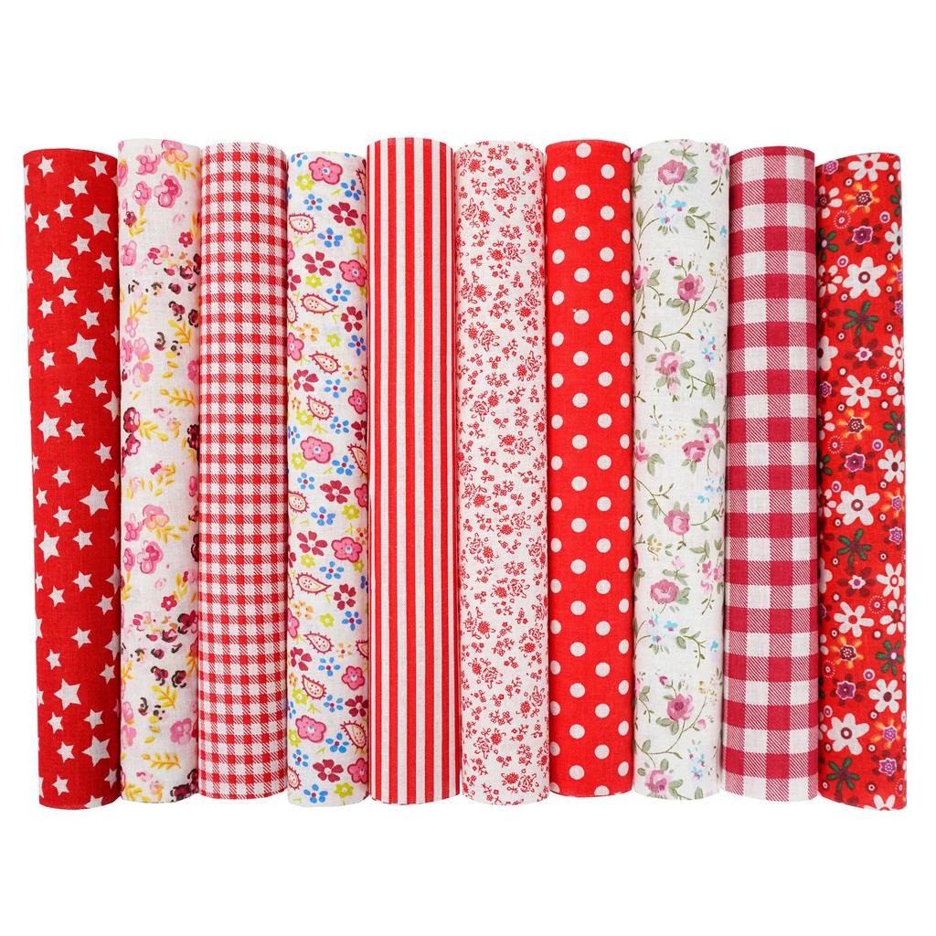 100-Color Patchwork Cloth Set: Floral, Plaid & Polka Dot Plain Weave Cotton for DIY Crafting
