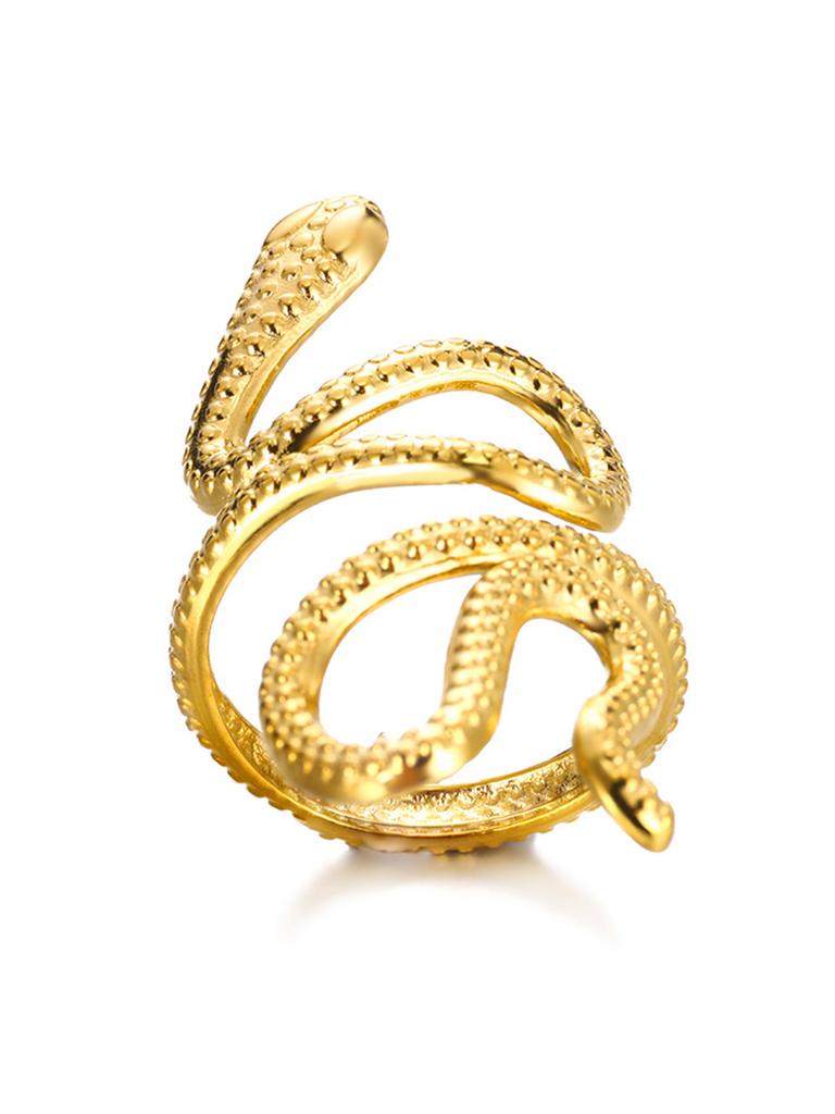 316L Gold Plated Stainless Steel Snake Rings For Women Men Open Adjustable Ring Vintage Gothic Aesthetic Jewelry anillos mujer