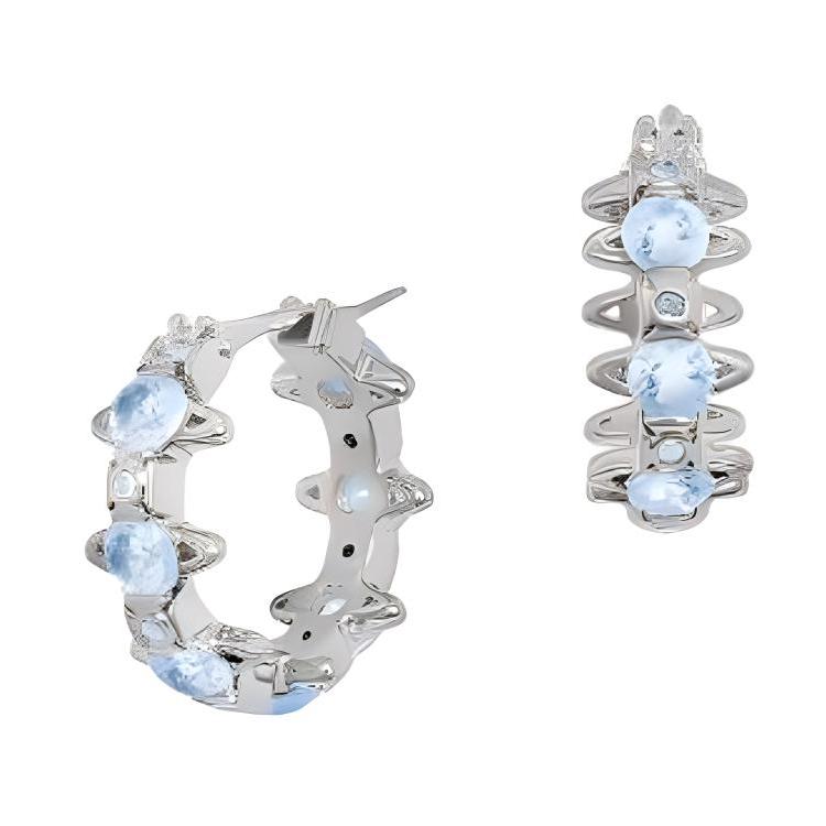 Vivienne Westwood Warwick Saturn Ring Earrings Women earrings Brass Blue Silver 6203007T-02P518