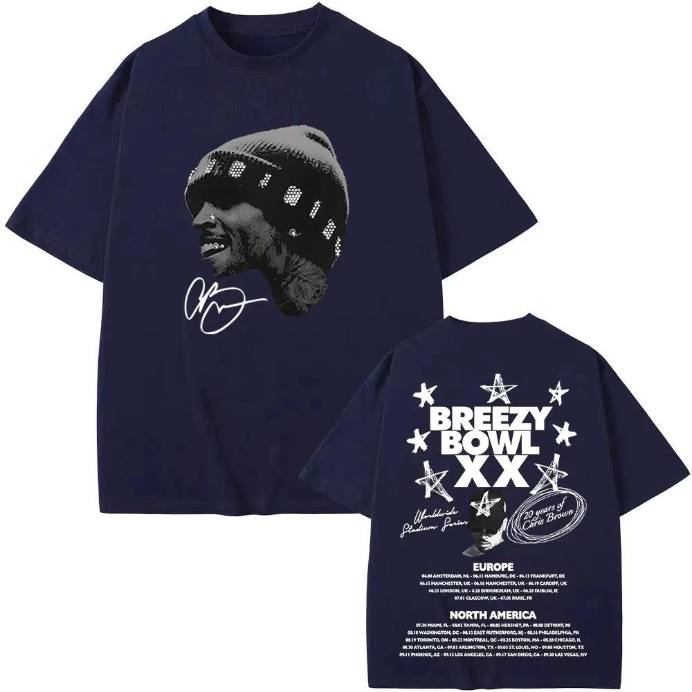 Unisex Damen Sommer Baumwoll T-Shirts Oberteile Chris Brown Breezy Bowl XX 2026 Tour T-Shirt Mode Hip Hop Vintage Kurzarm T-Shirt