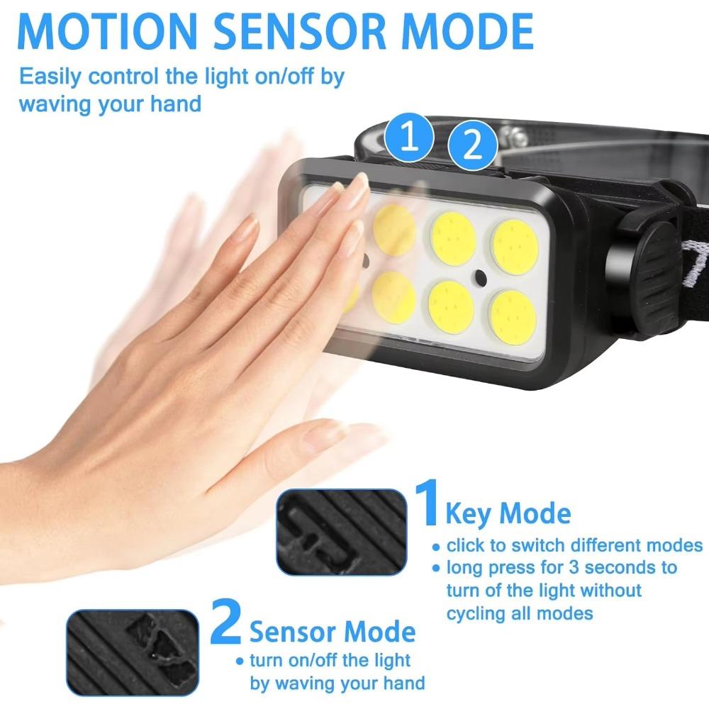 Rechargeable Headlamp 1000 Lumen Motion Sensor Waterproof Bright COB Headlight Work Light for Running Hiking Walking Camping