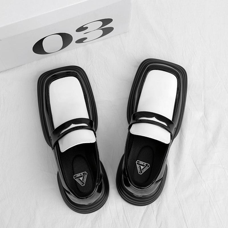 Fashion Shoes for Men Square Head Casual Leather Shoe British Style Derby Shoe Leather Men Loafers Shoes High Quality Casual Men Shoes