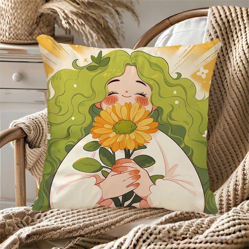 Butterfly Sunflower Series Throw Pillow Covers With Digital Printing Of Short Plush Fabric Car-Shaped Sofa Cushion Home Decor