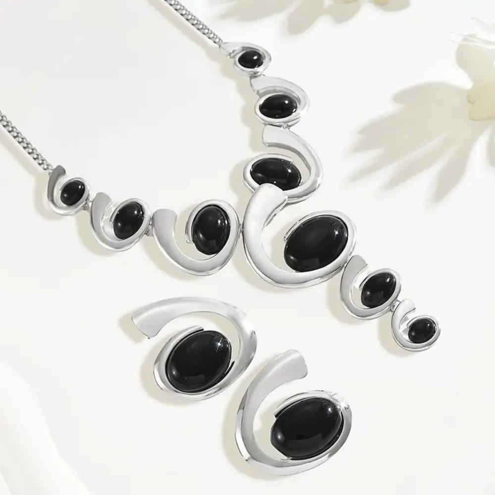 3Pcs/Set Geometric Women's Fashion Jewelry Set Spiral Long Y-shaped Necklace  Bridal