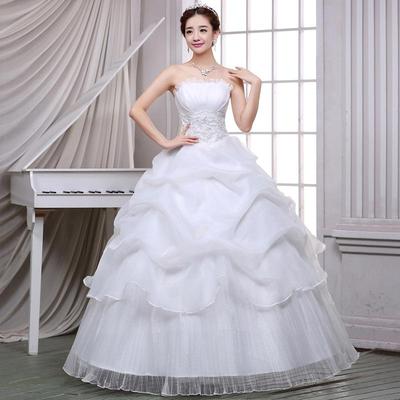 2025 Askısız Beyaz Bağcıklı Kore Tarzı Yerine Kadar Organza Gelinlik