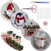 1 PC Red Hat Christmas Penguin Pattern Embroidery DIY Fabric Craft Set with Tools