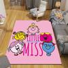 Mr. Men and Little Miss2 Flannel Pattern Square Carpet,Area Rug,Carpet Rug for Living Room Bedroom Sofa Playroom Decor,Non-slip Floor Mat