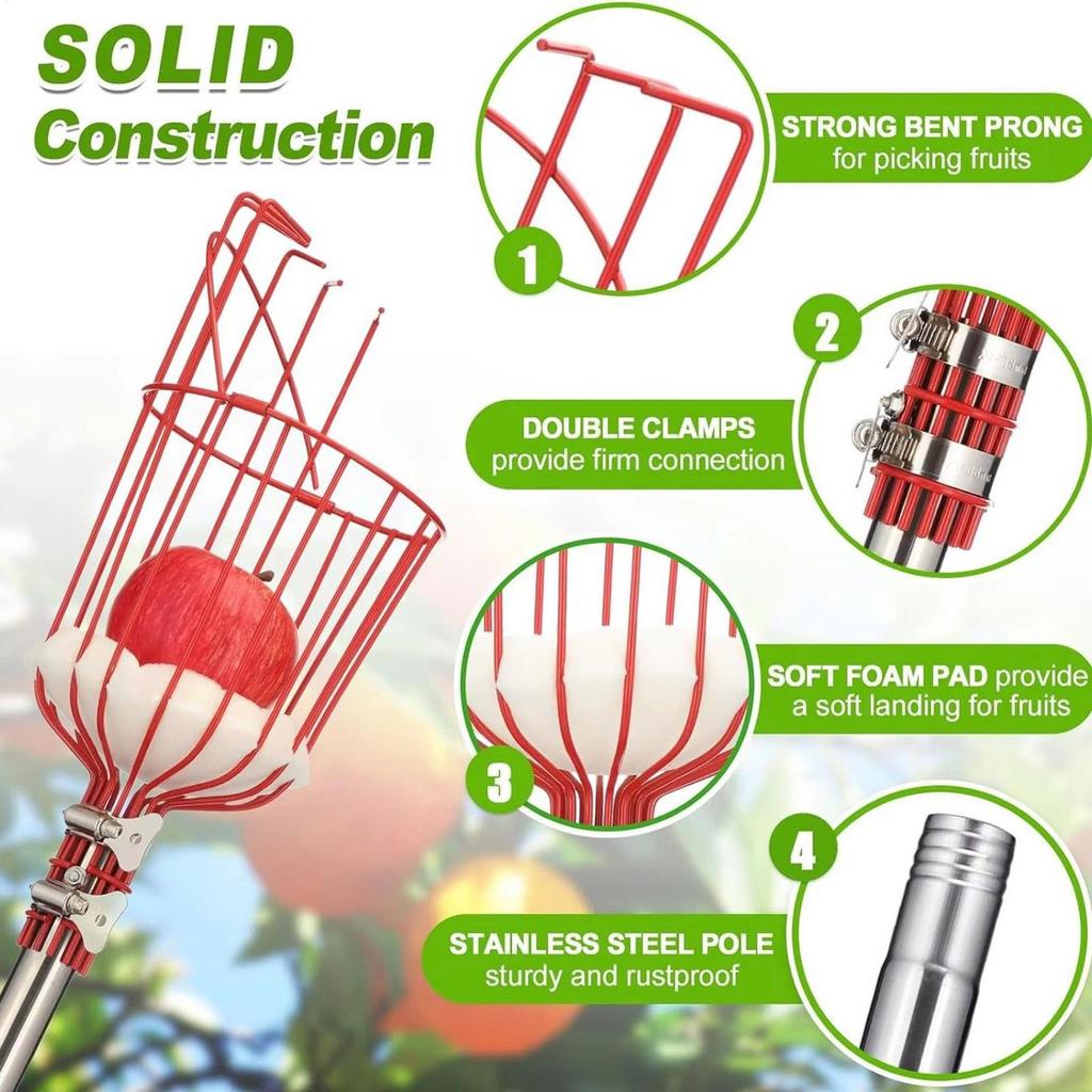 Farm Garden Picking Device Garden Tools Deep Basket Fruit Picker Head Convenient Fruit Catcher Apples Peach Picking